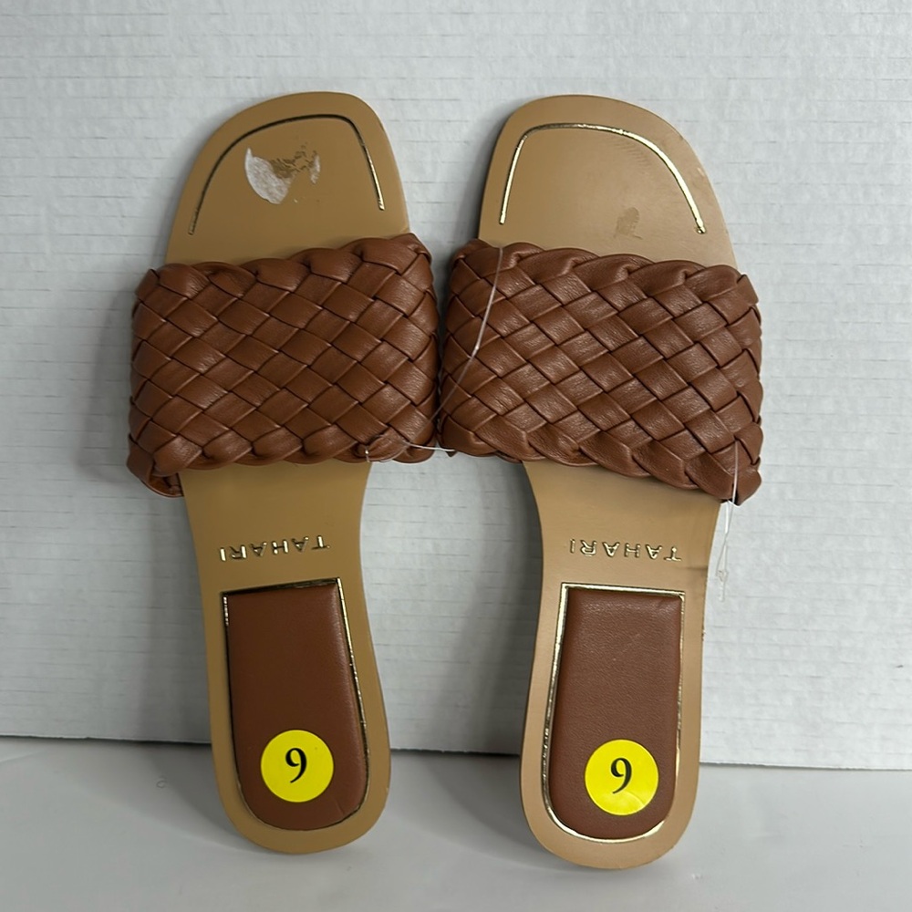 Tahari Melissa Crisscross Braided Tan/brown Slide